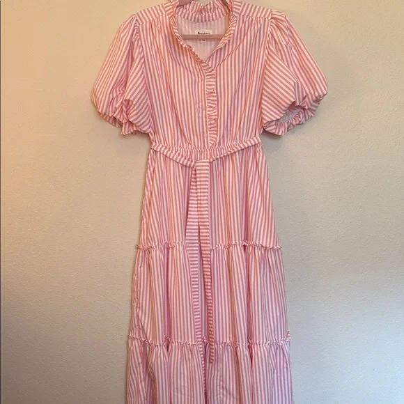 strapless open back dress Little Pink Stripe Dress – Shop Hippie Chik main image 1